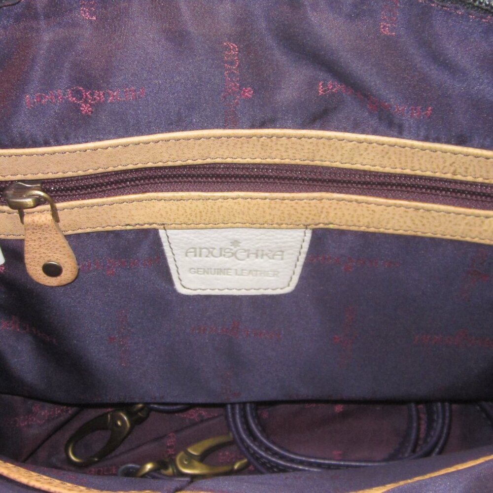 Anuschka Satchel Crossbody Bag Peacock Hand Painted - Picture 9 of 10